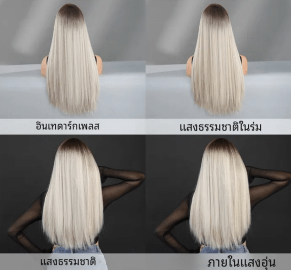 วิกผมสีบลอนด์ขี้เถ้ายาวตรงหน้าม้าหนาแน่นสูง - Image 2